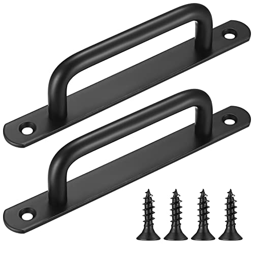 2 Stk Schiebetürgriffe, Scheunentorgriffe, Edelstahl Schwarzer Backlack SchiebeTürgriff mit Platte, Schiebetorgriffe, Schranktürgriffe,für Scheunentor、Schiebetüren, Gartentorgriffe Griffe（225mm）
