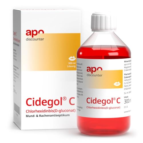 apodiscounter Cidegol C Chlorhexidin Mundspüllösung 300 ml - Effektive Behandlung bei bakteriell bedingter Zahnfleischentzündung, Zahnfleischbluten & Mundgerruch, antiseptische Mundspülung, Mundwasser
