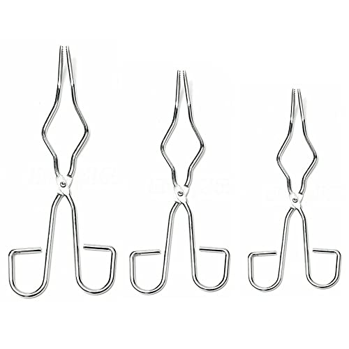 SKYPRO 3-teiliges Tiegelzangen-Set, 25 cm, 30 cm, 35 cm, Edelstahl-Tiegelzange, professionelle Tiegelzange für Labor, Industrie