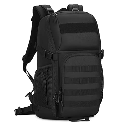 HUNTVP Militär Rucksack 25L Bundeswehr Rucksack Herren Taktischer Angelrucksack Wasserdicht Miltec MOLLE Tactical Backpack für Herren Damen Sport Radfahren Outdoor Camping, Schwarz