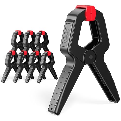 Nirox 8er Set Federklemmen - Klemmzwingen mit großer Spannweite - Hohe Spannkraft der Federzwingen - Leimzwingen mit beweglichen und geriffelten Klemmbacken - Einhandzwingen Schwarz