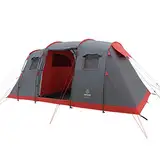 JUSTCAMP Lake 4 Campingzelt, 4 Personen Familienzelt, groß, stabil, wasserdicht für Festival, tragbar, hohes Kuppelzelt mit Zwei Schlafkabinen und Vorraum mit Stehhöhe, Zelt für Familien, Tunnelzelt