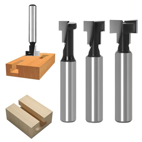 3 GrößEn T Nut FräSer,Legierter Kohlenstoffstahl NutfräSer,T Shirt Holzbearbeitung FräSer,FräSer FüR OberfräSe Bohrer,FüR Router-Holzbearbeitung,Holzbearbeitungswerkzeug-Bohrer,Schlitzmaschine