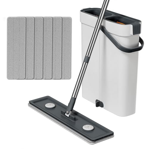 Wischmopp Set Mit Eimer Mikrofaser-Tiermopp Wischer Mit Auswringfunktion, Bodenwischer Set Profi, Wischer Mit Auswringfunktion (15.75)