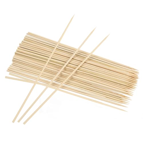 100 Stück Grillspieße aus Bambus, Bambus-Grillspieße, lange Grillspieße zum Aufspießen von Fleisch, Gemüse und Früchten, 20cm × 3mm