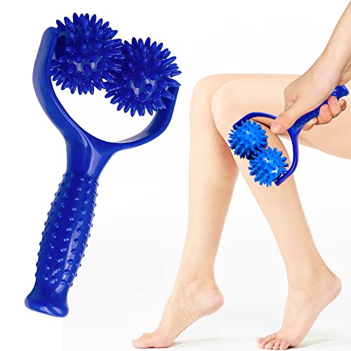 2 Massagebälle Massage Roller, Massageroller mit Griff und Noppen Selbstmassagerolle, Massagegerät Fascia Ball für Rücken Beine Füße Hände Muskelschmerzen