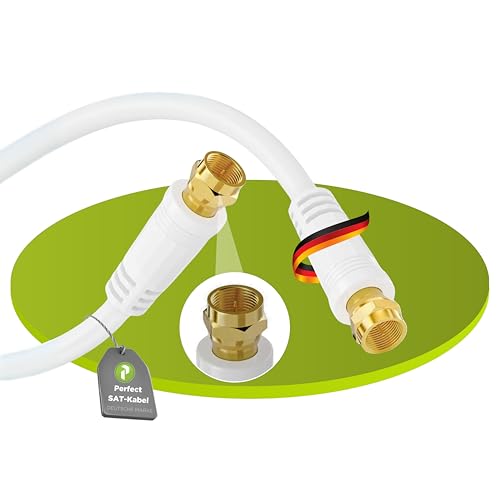 Perfect SAT-Kabel, Antennen-Kabel, Koaxial-Kabel, F Stecker auf F Stecker, 3,00 m, weiß