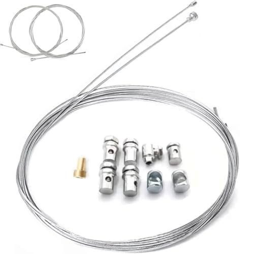 Jushion Universal Kabelreparatursatz, 2 Stück 2M Motorrad Universal Seilzug, Universal Reparaturset Bowdenzug Gaszug Schaltzug Kupplungszug mit 9X Nippel für Fahrrad Roller Mofa Moped
