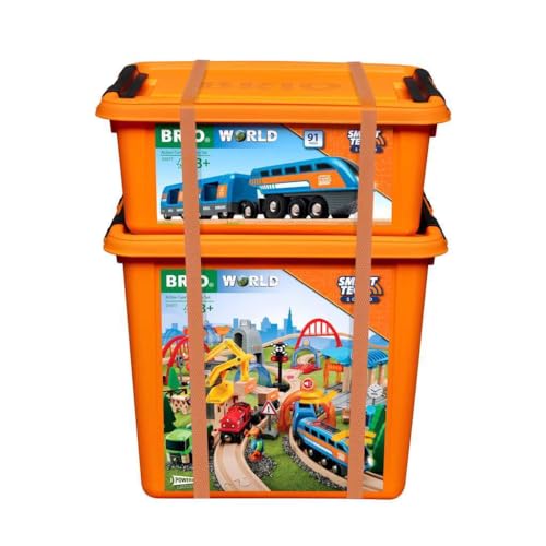 BRIO World 33977 Smart Tech Sound Deluxe Set - Interaktive Lok mit Aufnahmefunktion in umfangreichem Komplett-Set mit Aufbewahrungsboxen - Empfohlen ab 3 Jahren