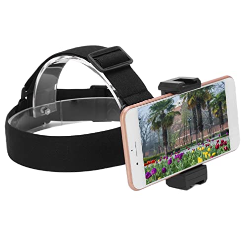 Akozon Support Telephone Tete, Kamerakopfgurthalterung Handy-Selfie-Kopfhalterung Handy-Kopfhalterungsriemen Verstellbarer Halter-Zubehör-Set für Action-Kamera-Handy Schwarz