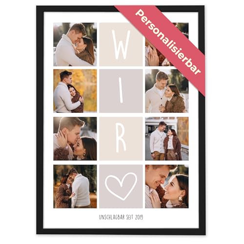 WIR Fotocollage mit 8 Fotos – Personalisiertes Geschenk für Frauen & Männer | Partner Geschenke & Jahrestag Geschenk für sie & ihn | Fotogeschenke & personalisierte Geschenke zum Geburtstag
