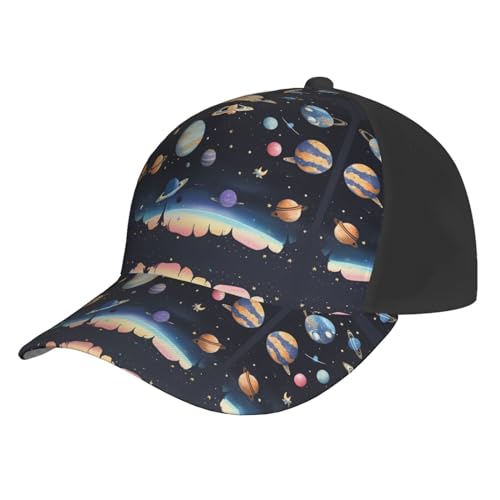 Saturn Jupiter Earth Baseballkappe, modisch, personalisierbar, für Damen und Herren, Universalgröße, frei verstellbar, Schwarz, Schwarz, Einheitsgr��e
