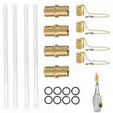 Weinflaschen-Fackel-Kit,Öllampen-Ersatzdocht-Hardware-Kit | 4 langlebige Fackeldochte, Kupfer-Lampenabdeckung, Messing-Dochthalterung für Heimwerker-Fackeln im Innen- und Außenbereich