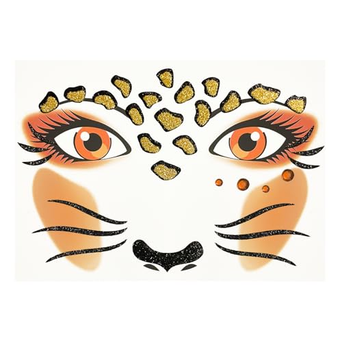 Oblique Unique Sticker Set Leopard für Gesicht Tiergesicht Aufkleber für Fasching Karneval Geburtstag Kinder Motto Party Halloween