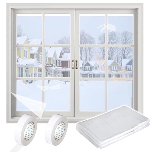 Thermo Cover Fenster,Fenster-Isolierfolie 1.6m X 11m,Transparente Isolierfolie zur Wärmedämmung an Fenstern,Fenster-Isolierfolie, Fenster Isolierung Gegen Kälte,zur Wärmedämmung Kälteschutzfolie
