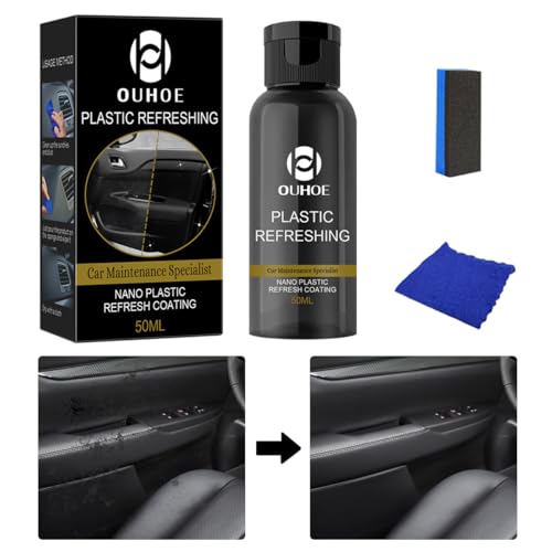 Suevut Auto-Kunststoffpflege 50 ml –Auto Kunststoff Kratzer Entfernen, Reiniger und Pflegemittel für Kunststoffe innen und außen – UV-Schutz, frischung für Plastik, Vinyl, Gummi, Auto Reinigungsset