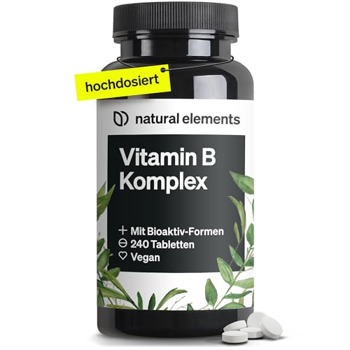 Vitamin B Komplex – 240 Tabletten – mit 8 essenziellen B-Vitaminen & Kofaktoren – mit Bioaktiv-Formen – vegan, hochdosiert – laborgeprüft