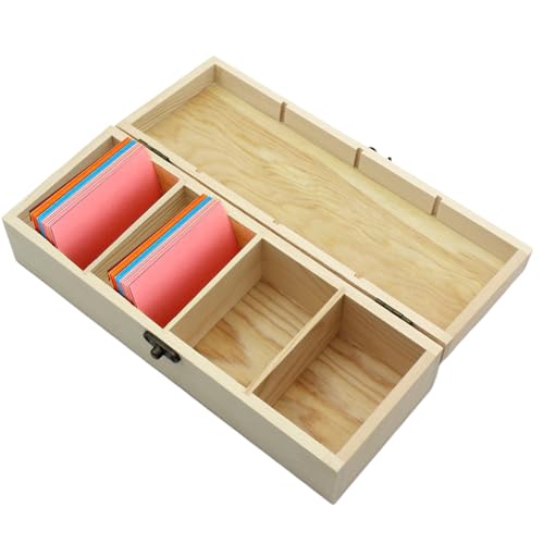 GUTERTOP Karteikarten Box A8, Karteikasten Holz mit Deckel, 29 * 9,5 * 6,5cm Lernkarteibox für Büro Schulen Und Heim (Karteikarten Nicht im Enthalte)
