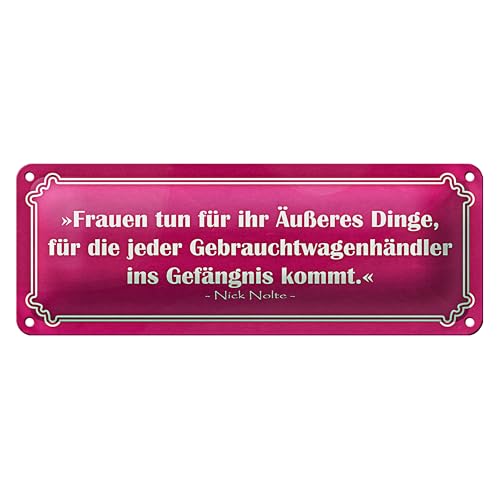 Lustiges Blechschild | Frauen und Gebrauchtwagenhändler | Humorvolle Wanddeko | 10 x 27cm