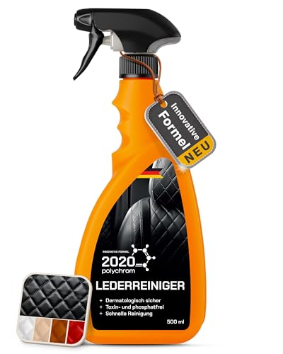 2020 Polychrom Lederreiniger 500ml - Effektive und Materialschonende Reinigung für Autositze, Motorradsitze, Pferde-Sattel, Booten & Flugzeugen Leder