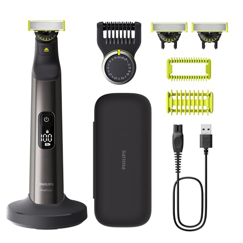 Philips OneBlade Pro 360 Face & Body Elektrischer Bartschneider, Rasierer und Bodygroomer, 3x 360-Klinge, 1x Kamm mit 20 Längeneinstellungen, 1x Körper-Kit, 1x Ladestation, 1x Reiseetui, QP6652/35