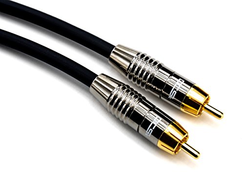 DCSk 20m Audio Subwoofer-Kabel (20 m) vergoldet & 3-Fach geschirmt, Mono Cinch-Kabel mit 1 zu 1 Cinch-Stecker, Audiokabel, Menge: 1 Stück