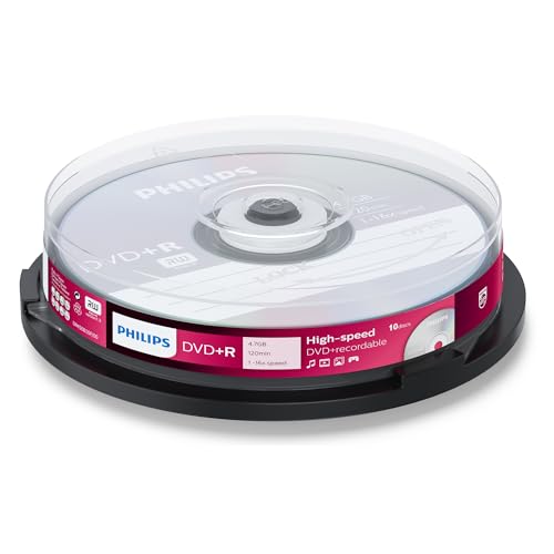 Philips DVD+R Rohlinge High-Speed (4.7 GB /120 Minuten Video, 1-16x Speed, 10er Spindel)
