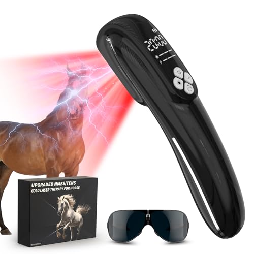 Kalte Laser+TENS Therapiegerät für Pferd,Tragbare Rot Lichttherapie mit 4*808nm&12*650nm,Infrarotlaser zur Schmerzlinderung Arthritis Haustieren,Beseitigung von Schmerzen Sehnen & Bandverletzungen