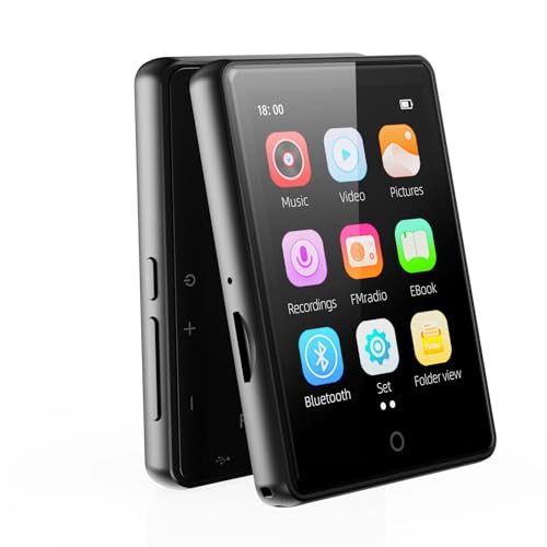64GB MP3 Player Bluetooth 5.3, tragbarer Touchscreen Music mp3-Player für Kinder mit Lautsprecher, Sprachaufzeichnung, FM Radio, Schrittzähler, Zufallswiedergabe, 128GB Micro SD-Kartenunterstützung