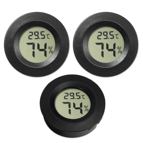 Riisoyu 3 Stück Mini Hygrometer Thermometer, Klein Innen Feuchtigkeitsmesser Temperaturmessgerät LCD Digital Temperatur Luftfeuchtigkeitsmonitor für Keller Gewächshaus Reptilien Fahrenheit Celsius