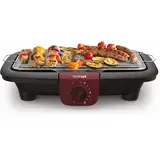 Tefal Easygrill Adjust Elektro- Tischgrill, 2300 Watt, 720 cm² Grillfläche, Einfache Reinigung, Schwarz/Burgunderrot, BG90E5