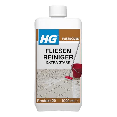 HG Fliesen Reiniger Extra Stark, Extrem starker Fett- und Schmutzentferner für Bodenfliesen, Steinplatten und Natursteine aller Art - 1 Liter