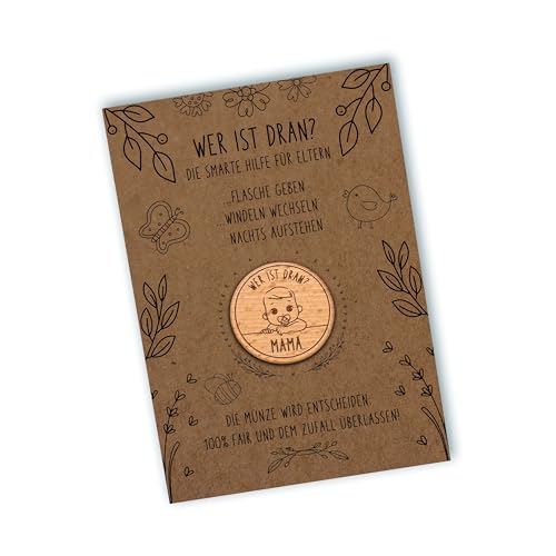 Entscheidungsmünze für werdende Mama & Papa als Geschenk zur Geburt für Eltern Geburtsgeschenk Babygeschenk
