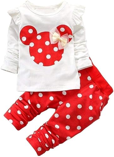 Angel ZYJ Baby Mädchen Kleidung Set Top Langarm Shirt + Pants Bekleidungsset Outfits (Red, 9-12M)