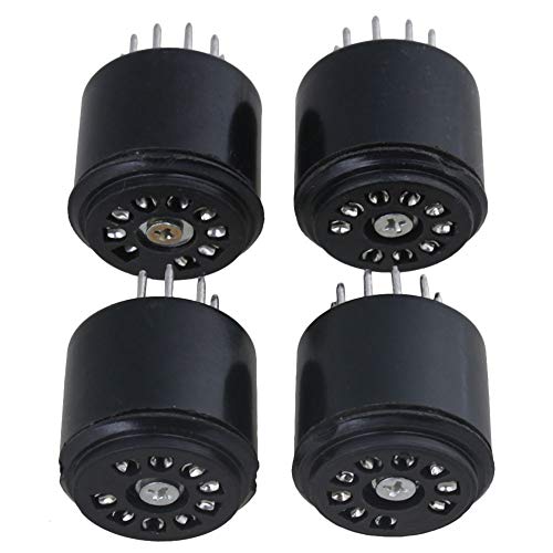 Yibuy 2,7x2,27 cm Schwarz Bakelit 9-Pin-Röhrensockel 12AX7 Audio-Röhrenverstärker Vakuumröhrchen-Basispackung mit 4 Stück