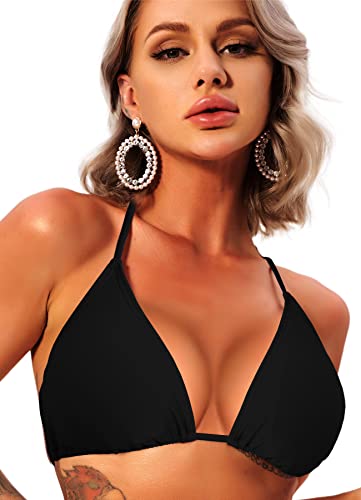 Navneet Bikini Oberteil Damen Bikini Triangel Push Up String Bikini Top Bikinis Bademode Badeanzug Swimsuits Schwarz S