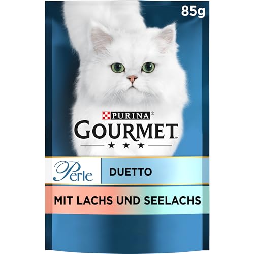 Gourmet PURINA GOURMET Perle Duetto Katzenfutter nass, mit Lachs und Seelachs, 26er Pack (26 x 85g)