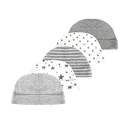 Baby Fäustlinge, Neugeborenes Set 5 Paar Fäustlinge für Babys, Jungen, Mädchen, Alter 0-6 Monate, 100% Baumwolle (6 Monate, Grau hat)