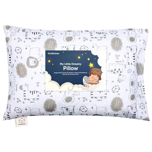 Kopfkissen Kleinkind mit Kissenbezug - Weich Bio Baumwolle Kissen Kinder zum Schlafen - Waschbar Kleinkind Kopfkissen - Kinderkopfkissen für Kleinkinder (KeaSafari)