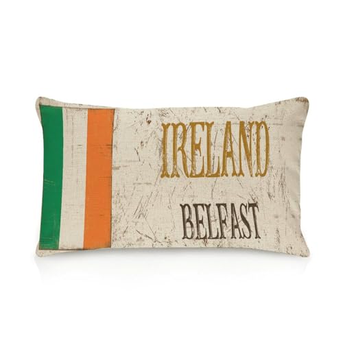 Yelolyio Irland Belfast Kissenbezug, Irland, Überwurf-Kissenbezüge für Büro, Wohnzimmer, Schlafzimmer, Sofa, Couch, 30,5 x 45,7 cm, Baumwollleinen, Geschenk zum Einzug