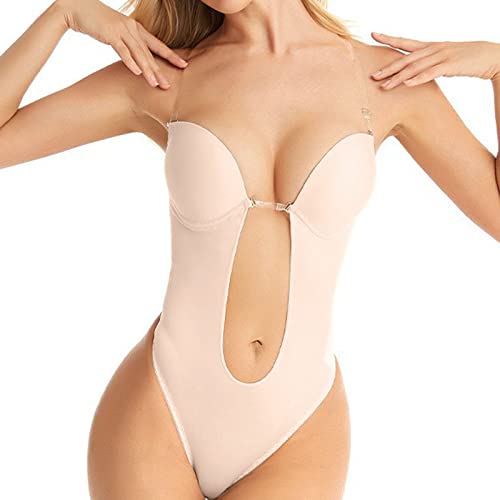 Damen Rückenfreier Body Shaper BH Push Up Tiefen RüCkenausschnitt Shapewear Formende Bodys Trägerlos Bodysuit Tiefer V-Ausschnitt Unterwäsche Party Hochzeit