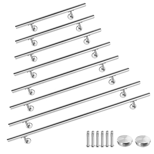 YRHome 150cm Edelstahl Handlauf Treppengeländer Geländer Ø 40 mm Wandhandlauf Wandhalter Wand Treppe Gebürsteter Edelstahl für Balkon Brüstun Innen und Außen Treppen