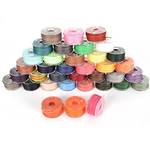 Disnace Gewachste Baumwollschnur, 36 Farben Gewachste Polyesterschnur, Wachsschnur 0.45mm×10m, Gewachster Faden mit Aufbewahrungsbox für DIY Armbänder, Halsketten, Lederarbeiten, Schmuckherstellung