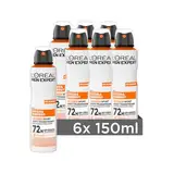 L'Oréal Men Expert 72H Deospray für Männer, Bodyspray gegen Schweißgeruch, Schwitzen und Achselnässe, Herren Antitranspirant mit kühlendem Effekt ohne Alkohol, Hydra Energy Extreme Sport, 6 x 150 ml