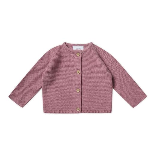 Stellou & friends CardiganStrickjacke für Baby & Kleinkind mit Knöpfen in HolzOptik, Mädchen & Jungen Hochwertige Kleidung aus 100% Baumwolle, Perfekt für Herbst & Winter 62/68 Rose Melange