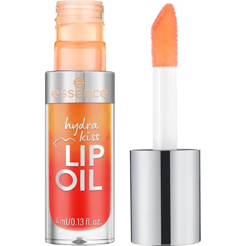 essence hydra kiss LIP OIL, Lipgloss, Nr. 02, Orange, feuchtigkeitsspendend, pflegend, mit Ölen, glänzend, vegan, ohne Parabene, ohne Mikroplastikpartikel, Nanopartikel frei, 1er Pack (4ml)