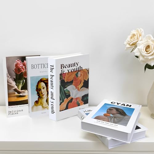 YUJUVI Deko Bücher für Heimdekor 5 Stk Fake Books Dekorative Bücher Dekobücher Faltbare Kartonschachtel nurGefälschte Bücher Display für Home Couchtisch Regale Dekobücher für Büro (5 Stück Set Deko H)