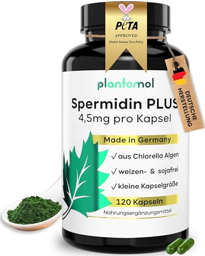 Spermidin Kapseln hochdosiert - 4,5mg Spermidine pro Kapsel - Gehalt durch externes Labor bestätigt - 4 Monatsvorrat - 120 Spermidin PLUS Kapseln