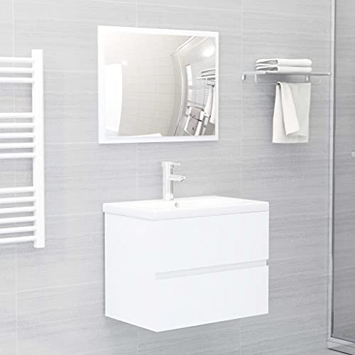KTHLBRH Möbelgeschäft (Blitzlieferung) Badmöbel Set,Waschtischunterschrank Set,Waschbecken Set,Badezimmerschränke Set, Badmöbel-Set Weiß Spanplatte