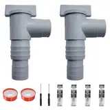 Absperrhahn für Pools mit 32mm Schlauchanschluss, Pool Schlauchadapter Pool Absperrhahn 32mm Pool Wartungs Zubehör mit 4 Schlauchklemmen für Oberirdische Pool und Poolpumpe Wartung (2 Stück)